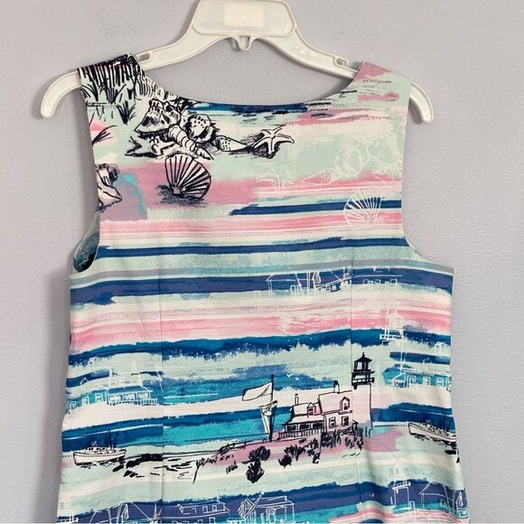 TALBOTS | Women’s Seaside Harbor Sheath Dress 100% Cotton Size 10P Nautical - Picture 6 of 17